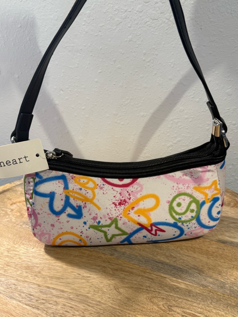 Derek Heart Multicolor Graffiti-Print Shoulder Bag. zipper. NWT